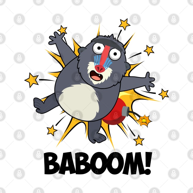 Baboom Funny Exploding Monkey Baboon Pun by punnybone