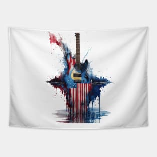 4th of July Guitar Design with American Flag Tapestry