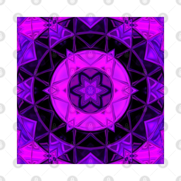 Mosaic Kaleidoscope Flower Black and Purple by WormholeOrbital