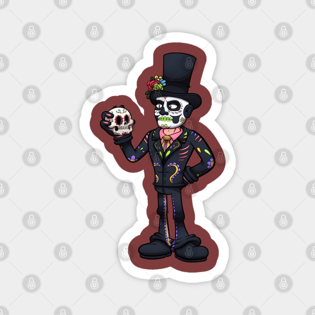 Sugar Skull Man Magnet by TheMaskedTooner