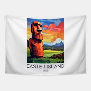 A Pop Art Travel Print of Easter Island - Chile Tapestry