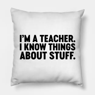 I'm A Teacher I Know Things About Stuff Funny Pillow