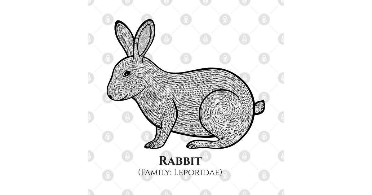 Rabbit with Latin Name - animal ink art design - on white - Rabbits - T