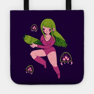 green and pink Tote