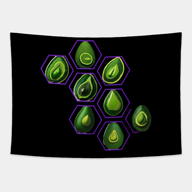 Avocado cell design Tapestry by Avocado design for print on demand