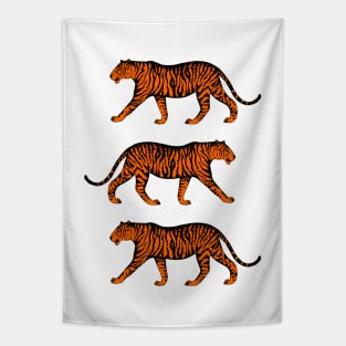 Three Tigers (White and Orange) Tapestry