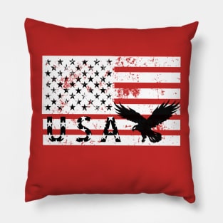 USA American Flag Vintage with eagle Patriotic Day 4th of July Pillow