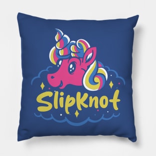 slip and the naughty unicorn Pillow