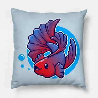 Cute Betta Fish Swimming Cartoon Pillow