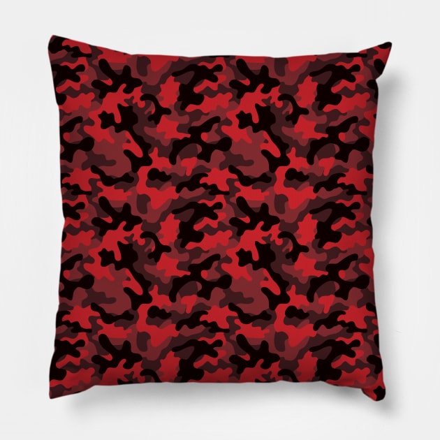 Red Camouflage Pattern Pillow by Ayoub14