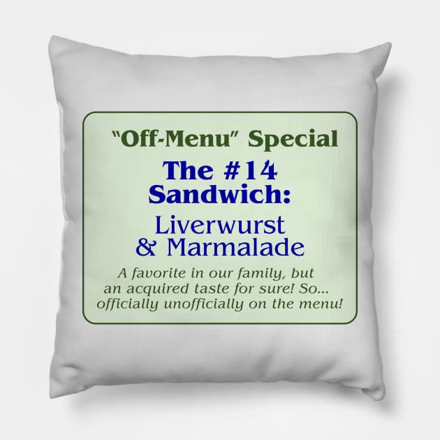 OMITB The Pickle Diner #14 Sandwich Menu Pillow by IORS