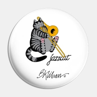 B Kliban Cat - cat plays saxophone Pin