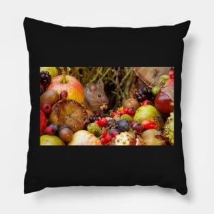 Autumn wild mouse with natures bounty Pillow