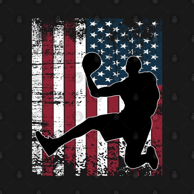 Basket Ball Player With American Flag by Odetee