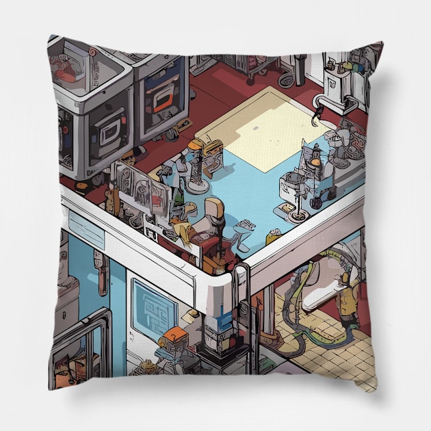 Isometric garage Pillow by siriusreno