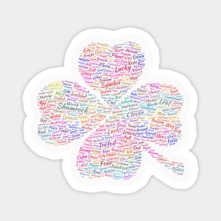 Shamrock Leaf Silhouette Shape Text Word Cloud Magnet