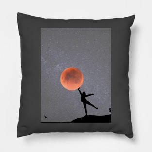 Galaxy and Moon Oneness Gray Graphic Pillow