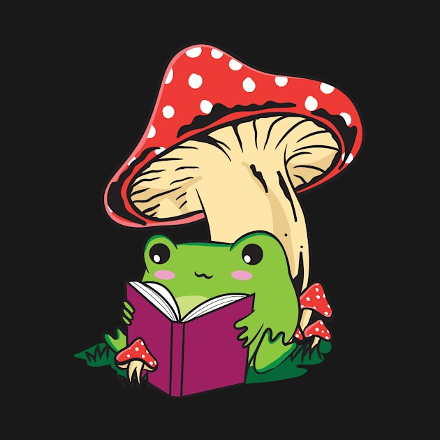 Cottagecore Aesthetic Frog Bookworm Mushroom by Alex21