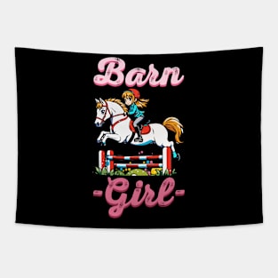 Barn Girl I Equestrian Pony Horse Fan Tapestry