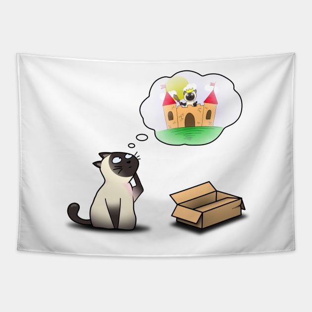 My Cardboard Castle - Siamese Cat Design - Not Hamlet Tapestry by NotHamlet