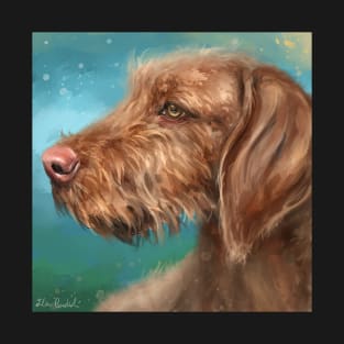 Painting of a Brown Wirehaired Vizsla Looking to the Left Side T-Shirt