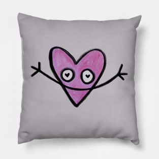 Cartoon Heart, Happy Pink Heart Pillow