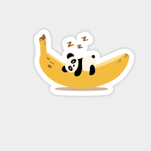 Little Panda Sleeping on a Banana Magnet