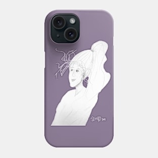 sketch of a woman with windswept hair and long ponytail Phone Case