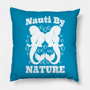 Cute Mermaid T-Shirt NAUTI BY NATURE Distressed Vintage Retro Graphic Tee Pillow