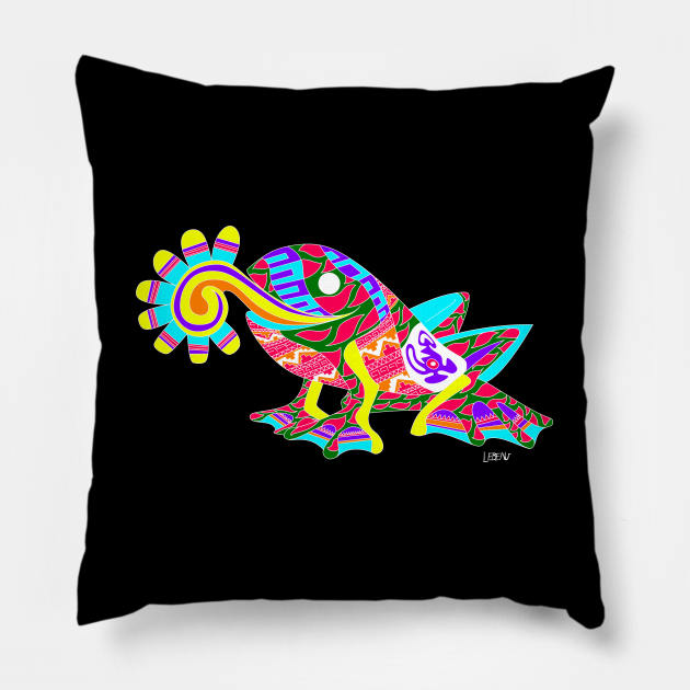 crazy love frog ecopop mexican rana art Pillow by jorge_lebeau