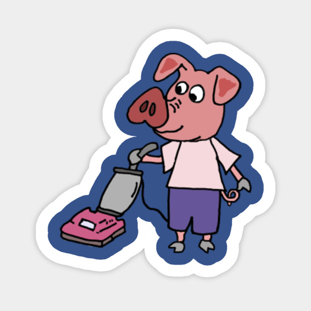 Cute Pink Pig Vacuuming Cartoon Vacuum Sticker Teepublic