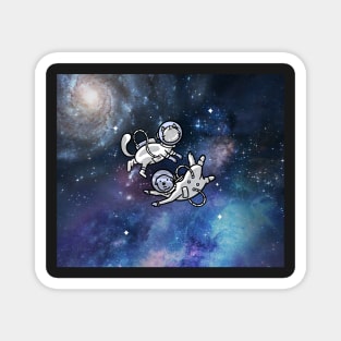 Space Buddies (Dog and Cat Astronauts) Magnet