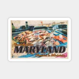 Greetings from Maryland - Vintage Travel Postcard Design Magnet