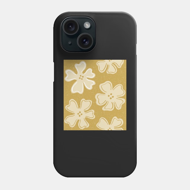 Pattern of button flowers on satin sheen gold Phone Case by colorofmagic