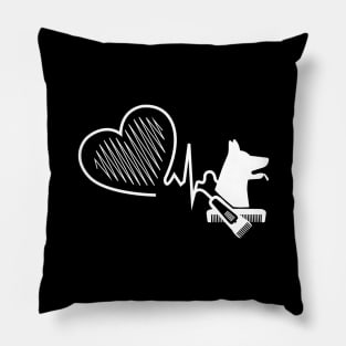 Dog Groomer Heartbeat Tee Dog Grooming Art Gift Pet Grooming Pillow