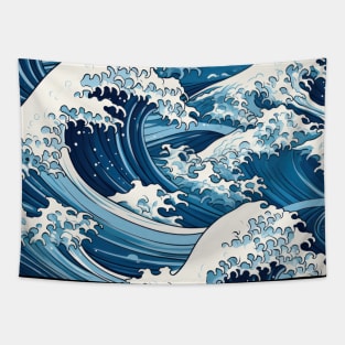 Ephemeral Crests: Hokusai Waves Reimagined Tapestry