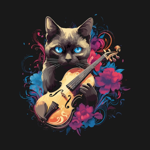 Tonkinese Cat Playing Violin by JH Mart