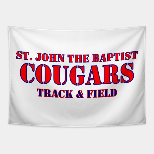 St. John the Baptist COUGARS Track & Field Tapestry by Woodys Designs