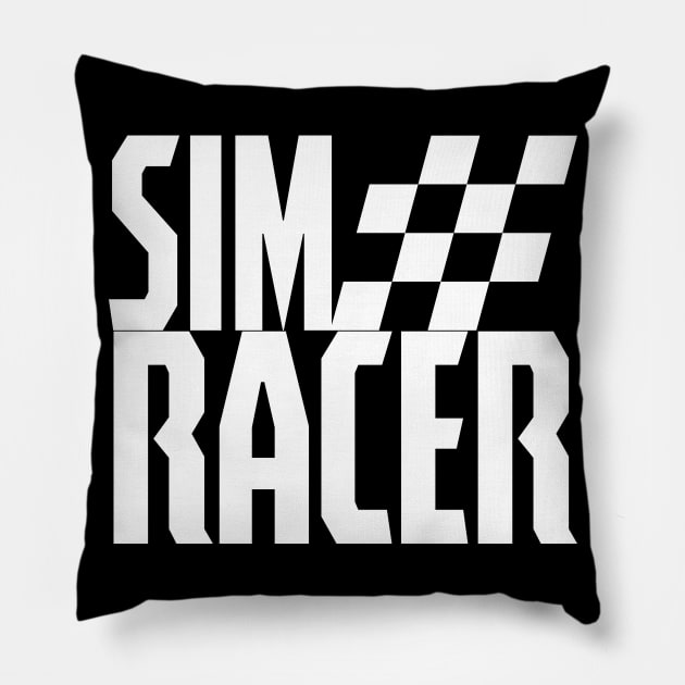 Sim racing or sim racer checkered flag Pillow by Guntah