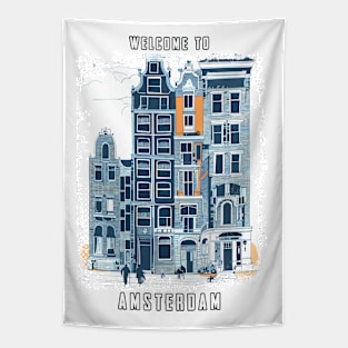 Amsterdam Holland Vintage Dutch Streets Travel Art Tapestry