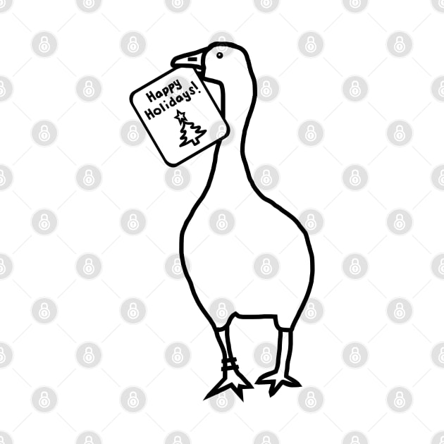 Annoying Christmas Goose Steals Happy Holidays Card Line Drawing by ellenhenryart