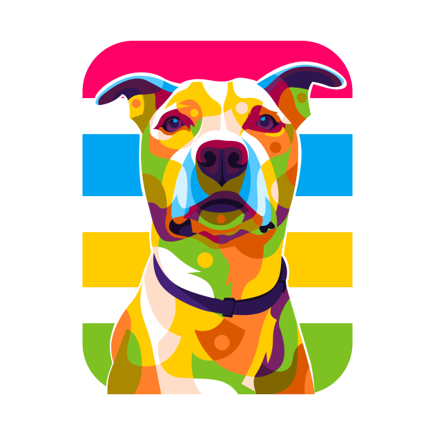 Pit Bull Dog Portrait Colorful Pop Art by wpaprint