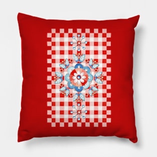 Swedish Folkloric Red Gingham Pillow