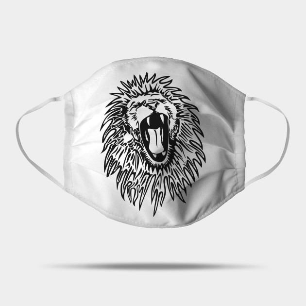 Roaring Lion Face Art Silhouette Drawing Lion Mask Teepublic