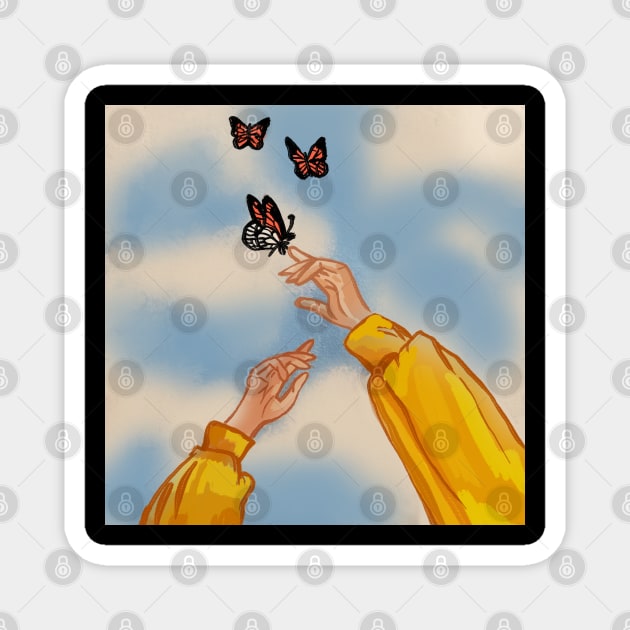 Reach out to the butterflies Magnet by Art by Ergate