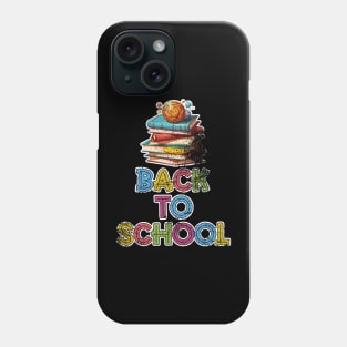 Back to School Stack of Books Distressed Type Phone Case