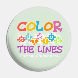 Autism Awareness T-shirt Colour Outside The Line Shirt Pin