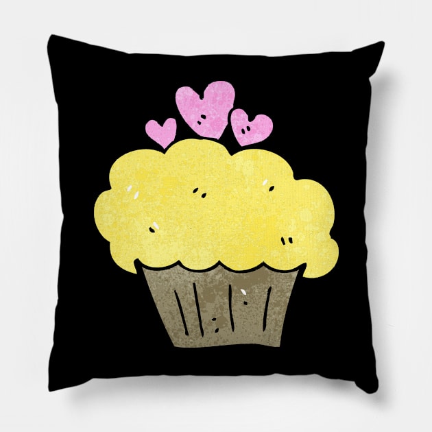 Heart Yellow Cupcake Sweet Dessert Love Sugar Food Foodie Cute Funny Happy Sarcastic Gift Pillow by EpsilonEridani