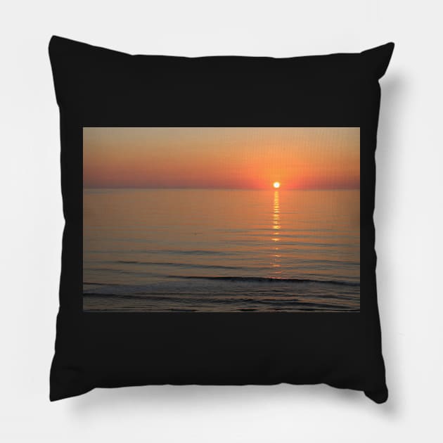 Symphony in Orange, Ocean Sunrise Pillow by Sandraartist