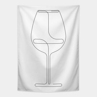 Wine glass line drawing Tapestry